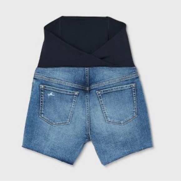 Over Belly Destruction Midi Maternity Jean Short Medium Denim Wash (Isabel mat.) - Picture 2 of 12